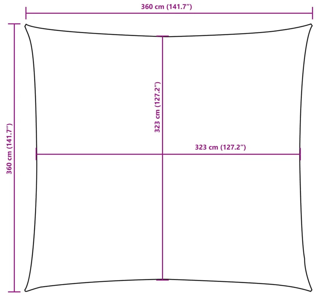 Para-sol vela tecido oxford quadrangular 3,6x3,6m cinza-acast.