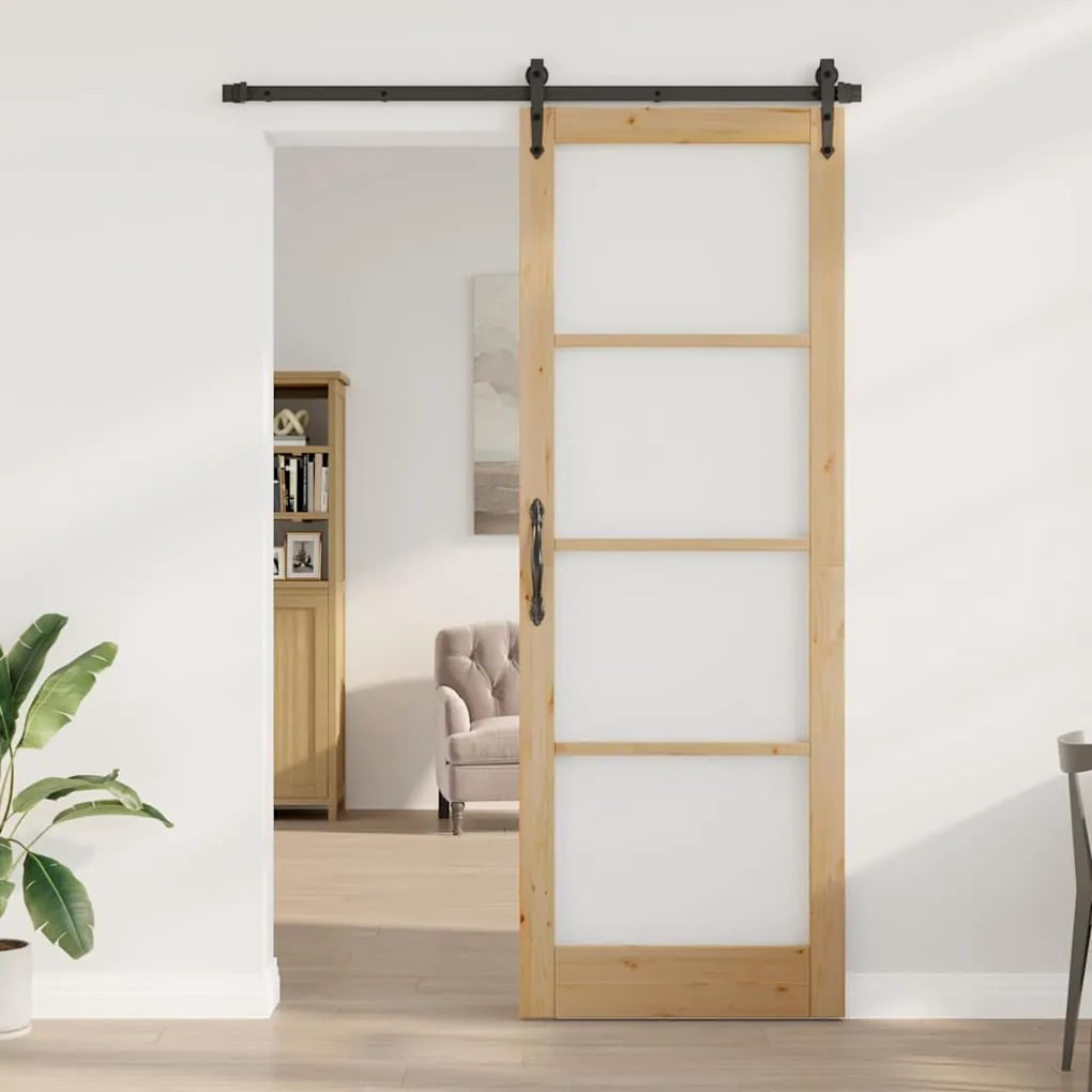 porta interna com vidro "ORKDAL" 83x232x4 cm de madeira sólida de pinh
