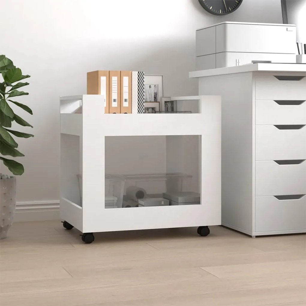 vidaXL Trólei de secretária 60x45x60 cm derivados de madeira branco