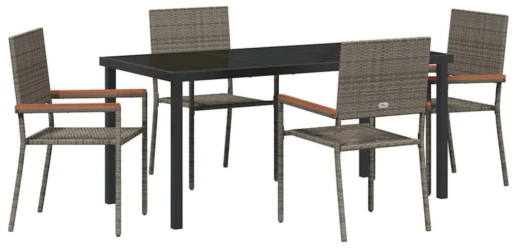 Conjunto de Jantar de Jardim de 5 Peças Cinza em Rattan Sintético