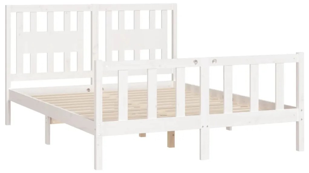 Estrutura de cama com cabeceira 140x200 cm pinho maciço branco