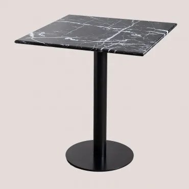 Mesa De Bar Quadrada Em Mármore Rocher Mármore Negro Marquina & 70 Cm - Sklum
