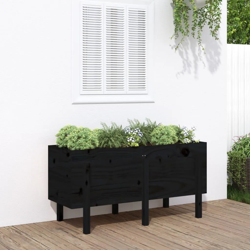vidaXL Canteiro elevado de jardim 121x50x57 cm pinho maciço preto
