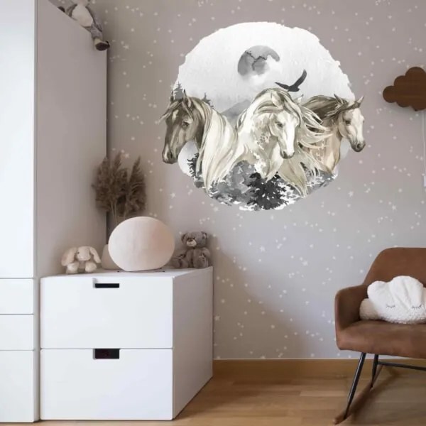 Cavalos em castanho e cinzento - autocolantes para crianças mais velhas