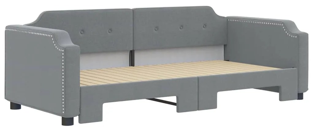 Sofá-cama com gavetão 90x190 cm tecido cinzento-claro