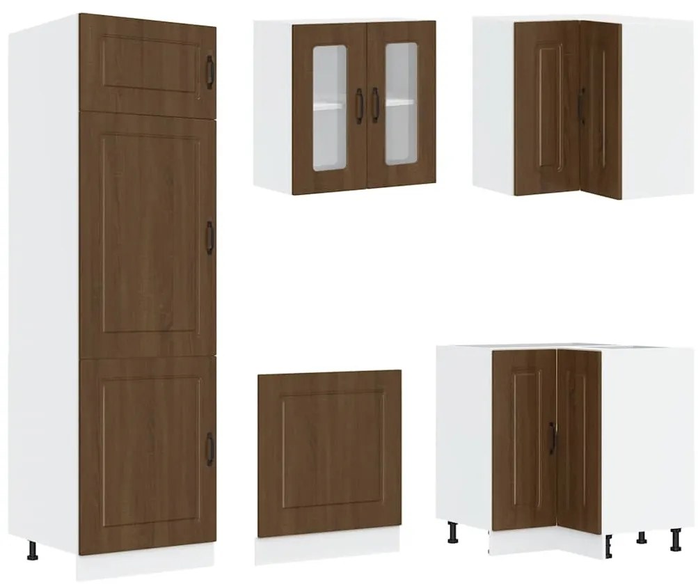 14 peças armário de cozinha conjunto Kalmar carvalho castanho