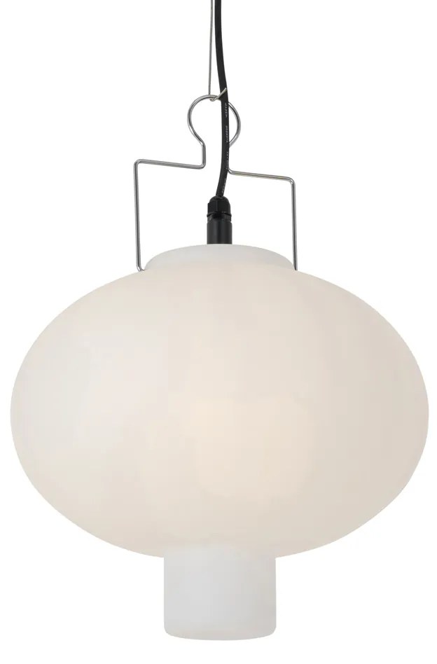 Candeeiro de suspensão exterior branco 35 cm com ficha IP44 - Pion