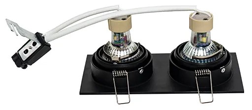 Foco embutido quadrado preto ajustável 2 luzes - Chuck Moderno