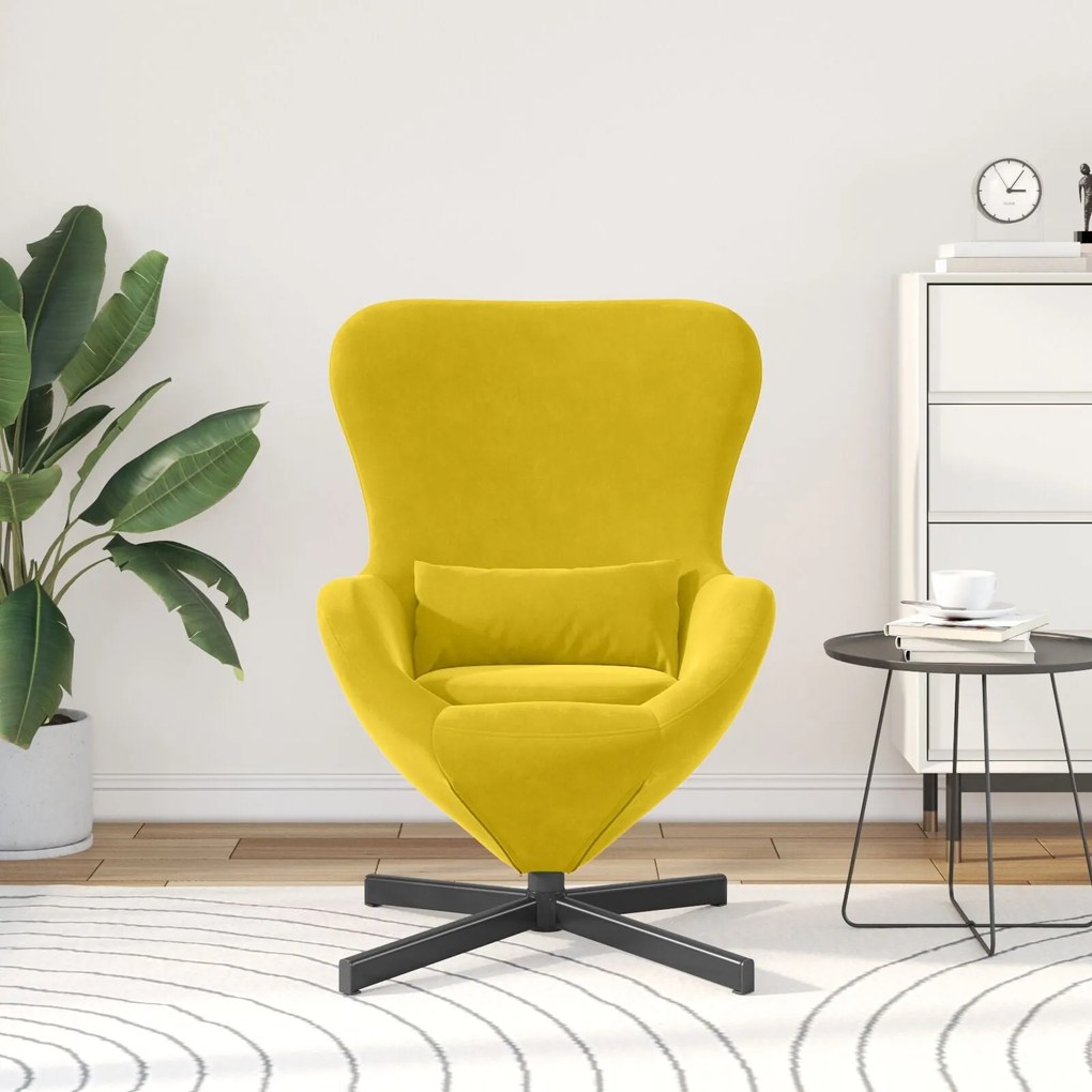 Poltrona Ovo VidaXL Veludo Amarelo