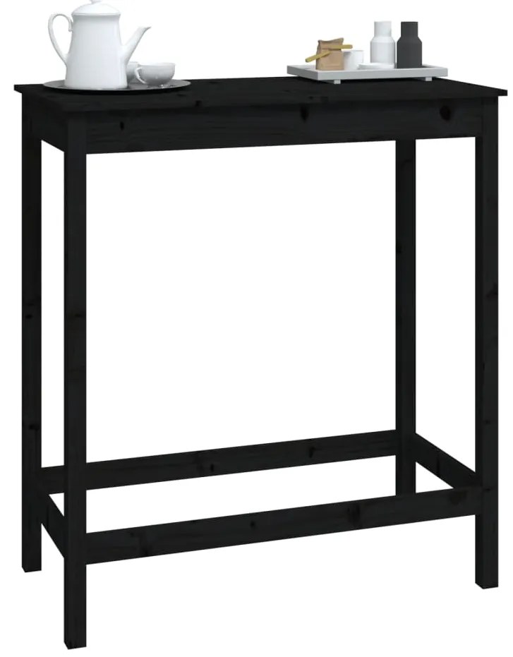 Mesa de bar 100x50x110 cm madeira de pinho maciça preto