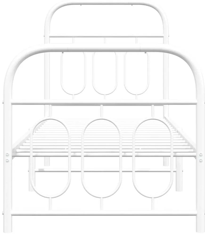 Estrutura de cama com cabeceira e pés 75x190 cm metal branco