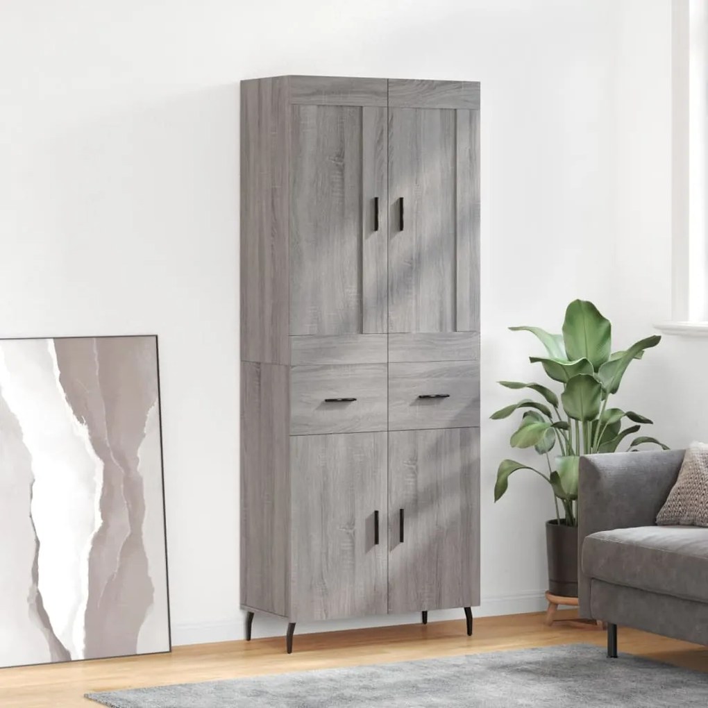 vidaXL Armário alto 69,5x34x180 cm derivados de madeira sonoma cinza