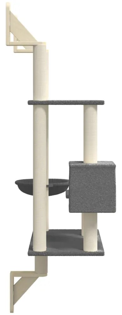 Árvore parede p/ gatos c/ poste arranhador 153 cm cinza-escuro