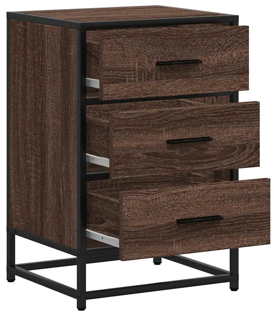 Mesa de cabeceira carvalho castanho 40x34,5x60 cm madeira metal