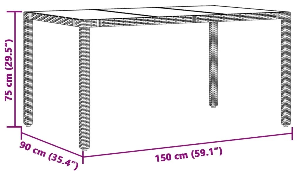 7 pcs conjunto bistrô de jardim c/ almofadões vime PE cinza