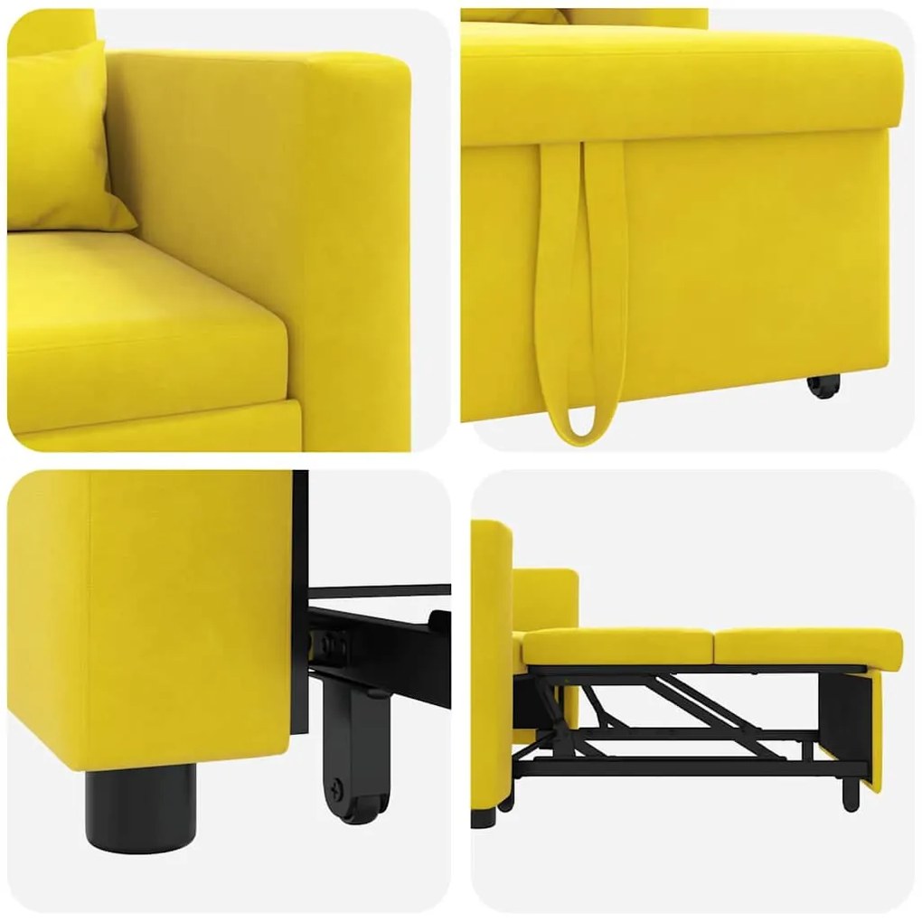 Sofá-cama conversível 3 em 1 Amarelo Veludo