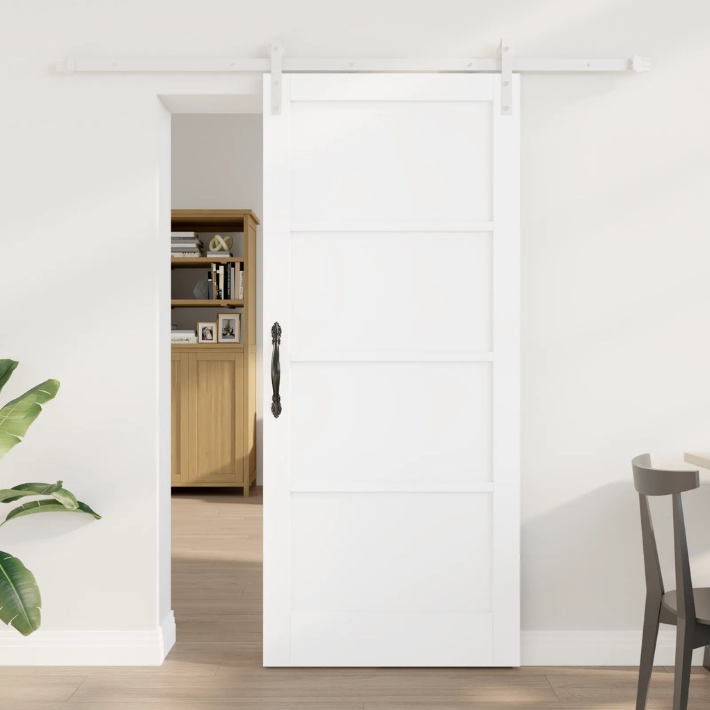 Porta Deslizante vidaXL com Conjunto de Hardware Branco 86x198.5 cm Ma