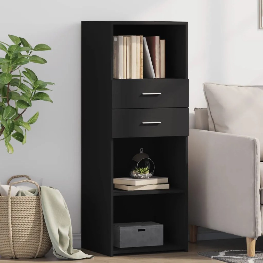 vidaXL Armário alto 45x42,5x124 cm derivados de madeira preto