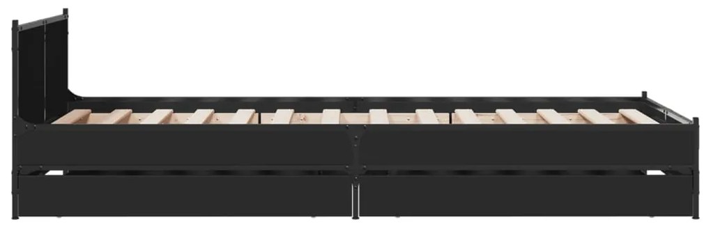 Estrutura cama c/ gavetas 75x190 cm derivados de madeira preto