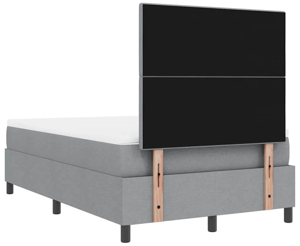 Cama Box Spring com Colchão Cinza Claro Pequena Cama Dupla Tecido