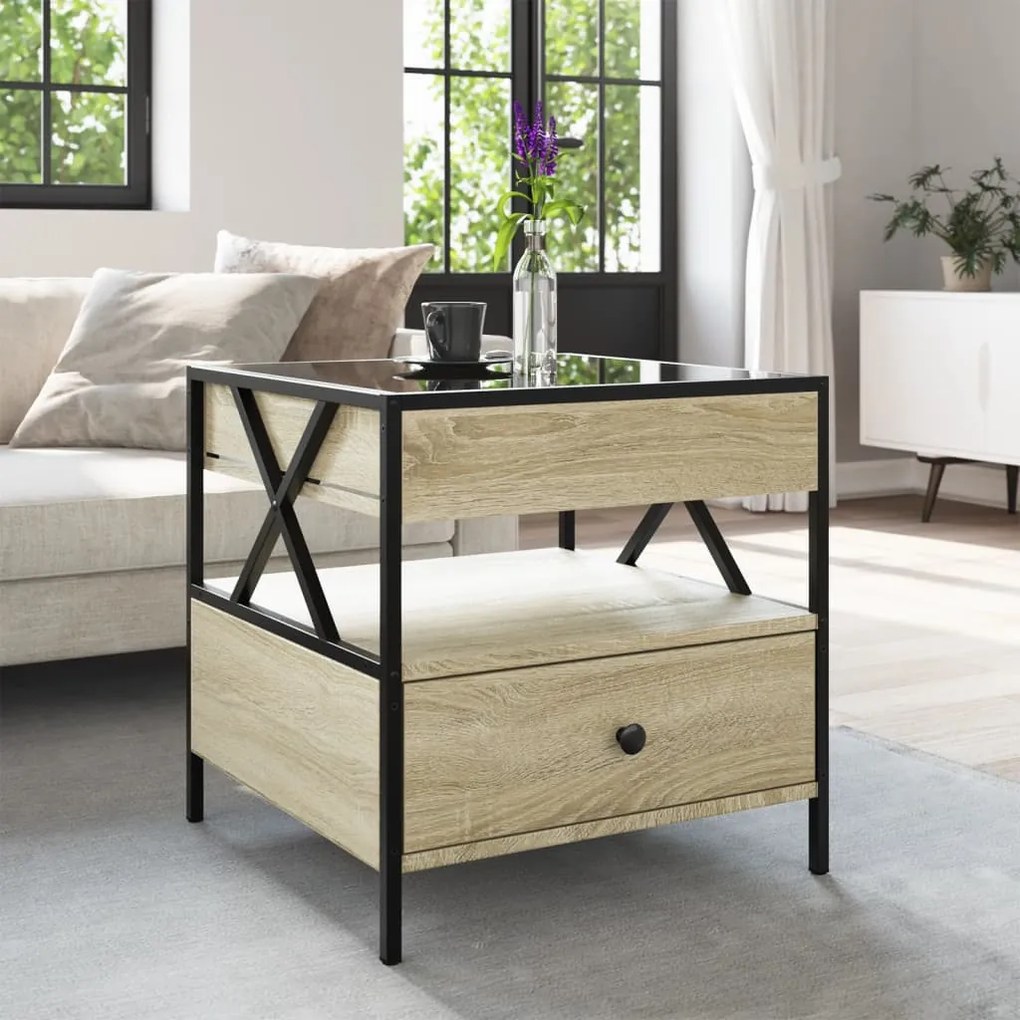 Mesa de centro luzes LED Infinity 50x50x51 cm carvalho sonoma