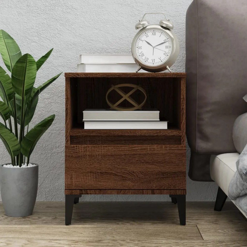 821824 vidaXL Mesa de cabeceira 40x35x50 cm cor carvalho castanho