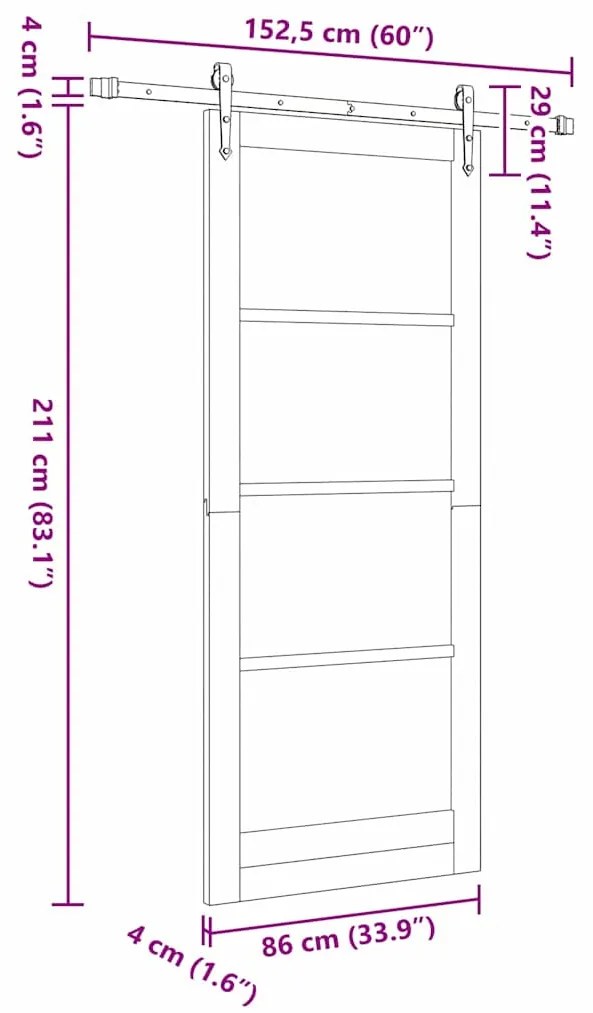 Porta Deslizante vidaXL com Conjunto de Hardware "ORKDAL" Branca 86x21
