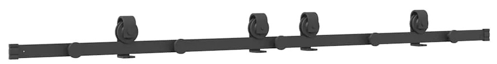 Kit de ferragens para porta deslizante 183 cm aço preto