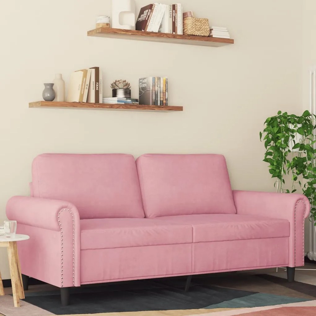 vidaXL Sofá de 2 lugares veludo 140 cm rosa