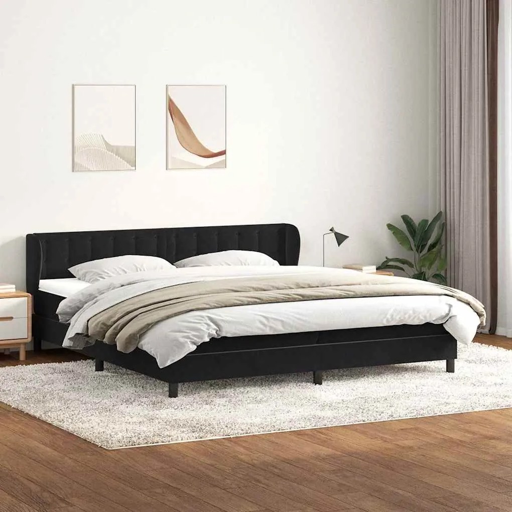 vidaXL Cama com molas/colchões 180x210 cm veludo preto