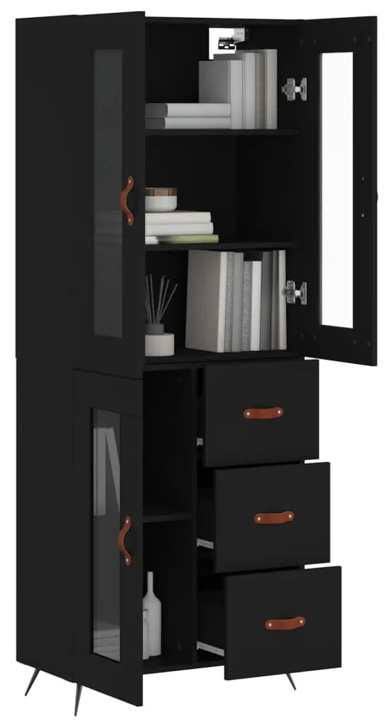 Armário alto 69,5x34x180 cm derivados de madeira preto