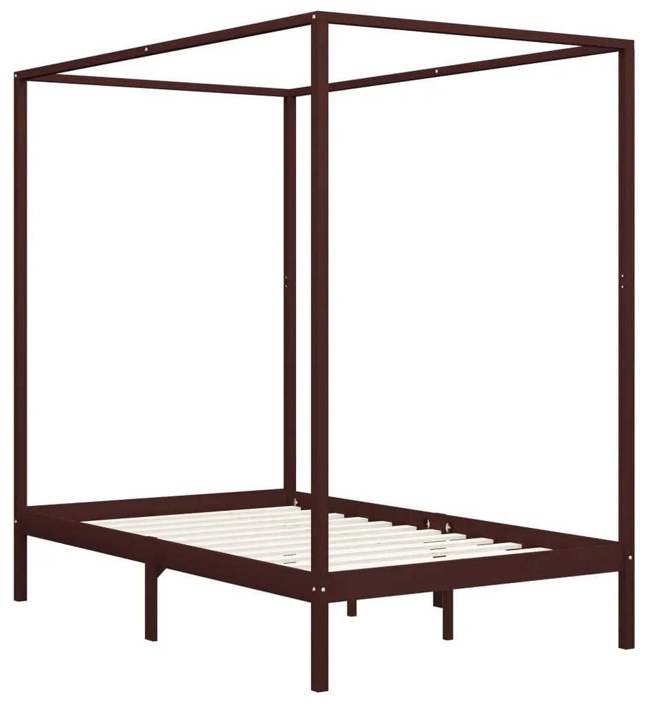 Estrutura cama com toldo 120x200cm pinho maciço castanho-escuro