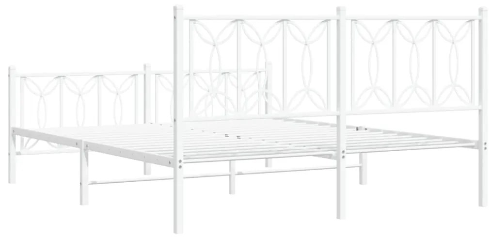 Estrutura de cama com cabeceira e pés 150x200 cm metal branco