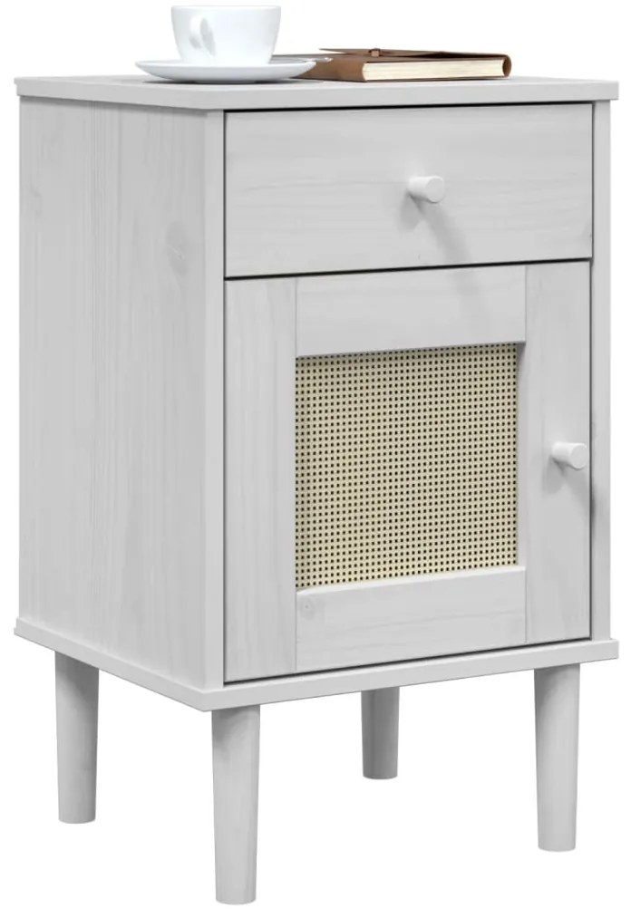 Mesa de cabeceira SENJA 40x35x65 cm pinho maciço branco