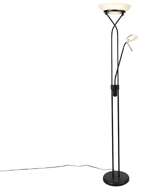Candeeiro de pé preto com luz de leitura incl. LED e dimmer Dim to Warm - Empoli Moderno
