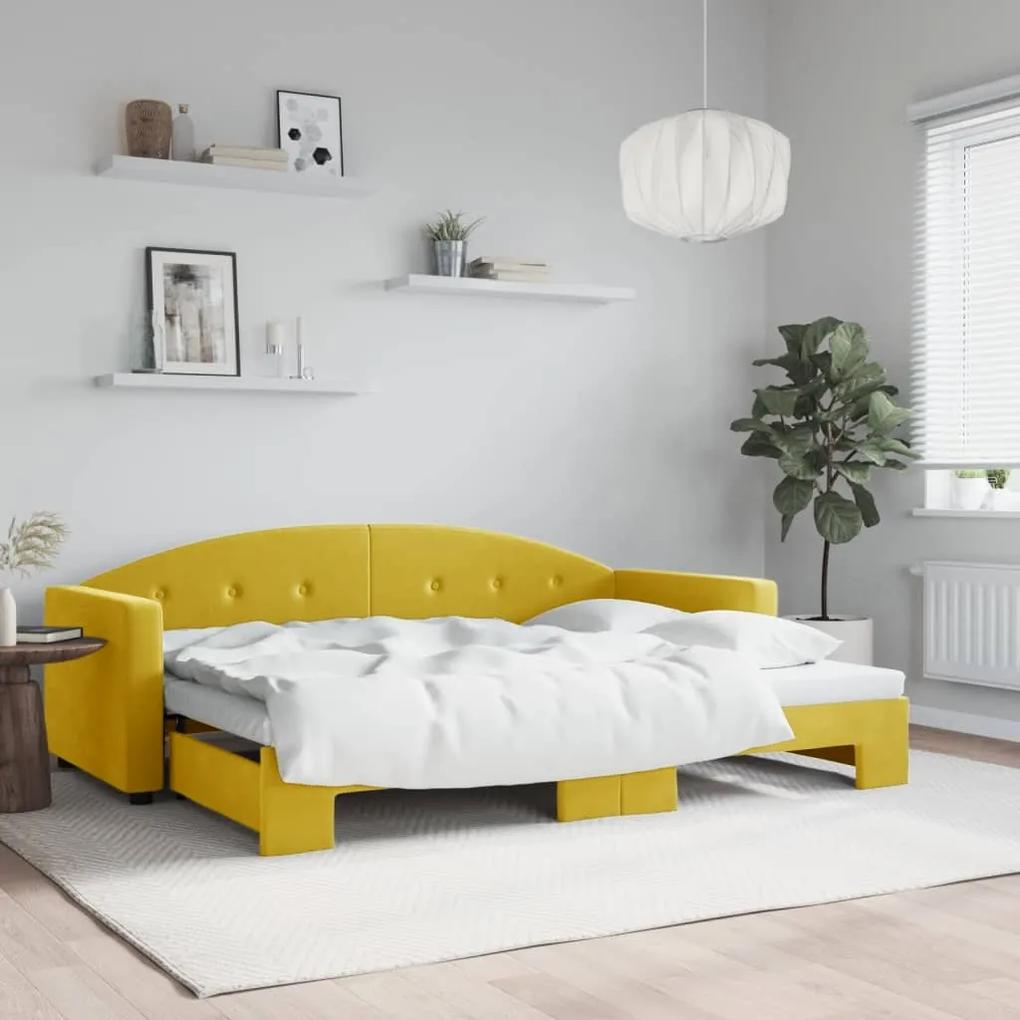3197299 vidaXL Sofá-cama com gavetão 80x200 cm veludo amarelo
