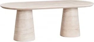 Mesa De Jardim Oval 220x95 Cm Em Cimento Noemi Look Travertino - Sklum