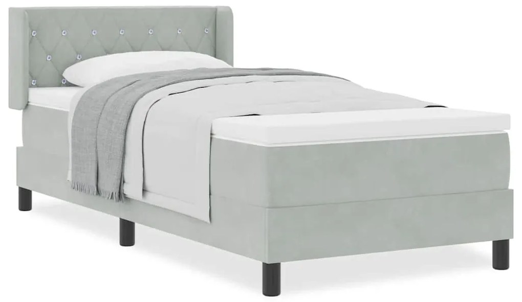 Cama Box com Colchão vidaXL Cinza Claro 90x190 cm Veludo