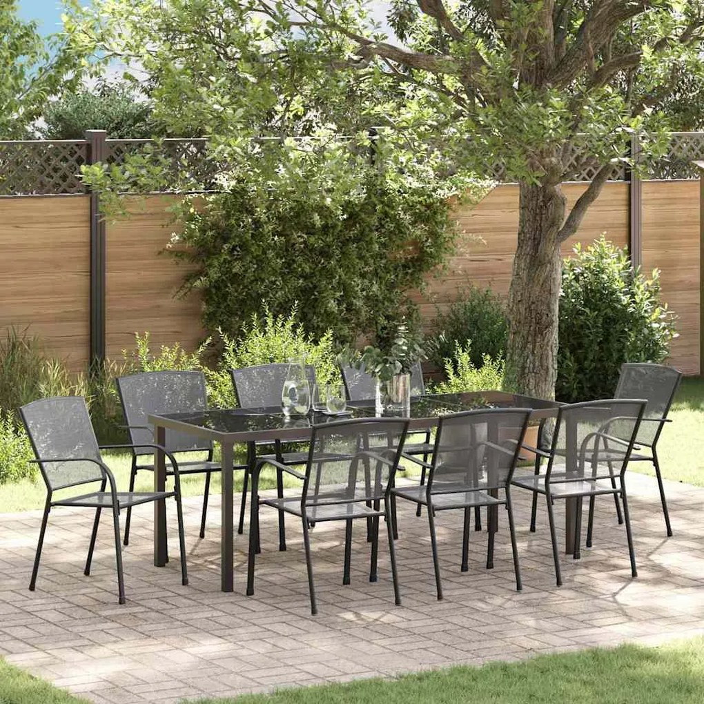 vidaXL Conjunto de Jantar para Jardim 9 pcs Antracite
