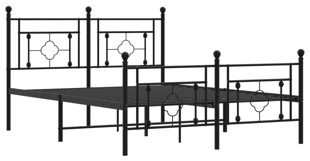 Estrutura de cama com cabeceira e pés 140x200 cm metal preto