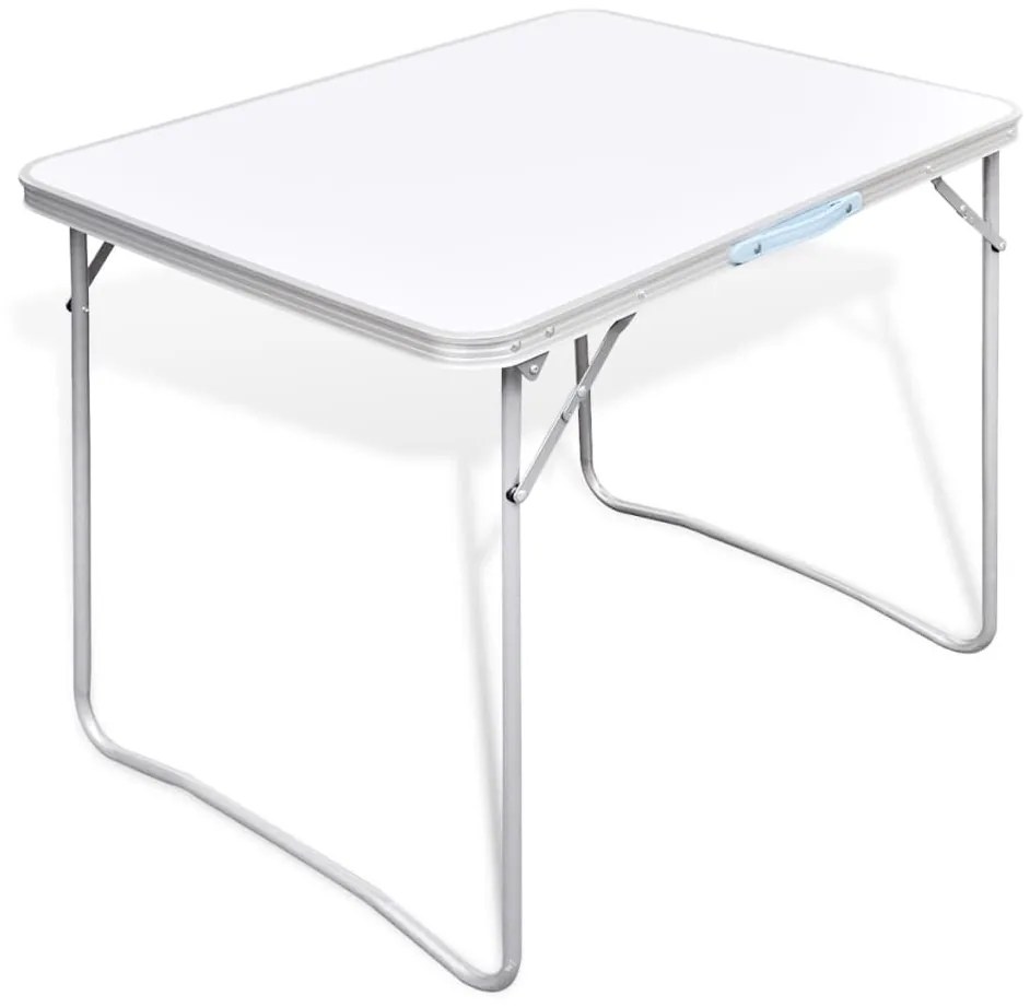 Mesa de campismo, dobrável, com estrutura de metal, 80 x 60 cm