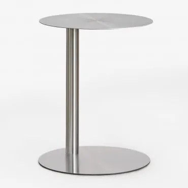 Mesa Auxiliar Para Jardim Redonda Ø40 Cm Em Aço Yannik Cinza Aço - Sklum