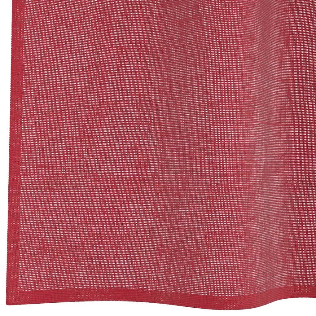 Cortinas de voile com bolsos para varão 2 pcs vermelho tinto
