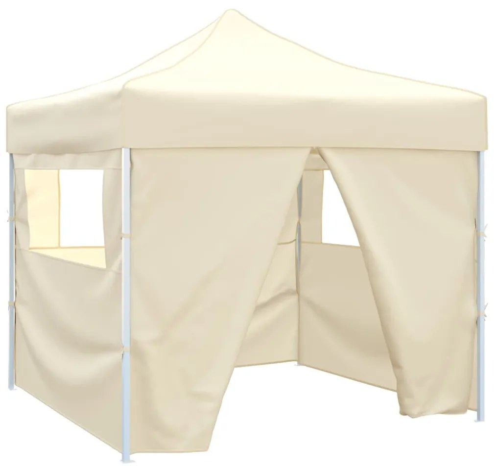 Tenda dobrável 3 x 3 m creme com 4 paredes