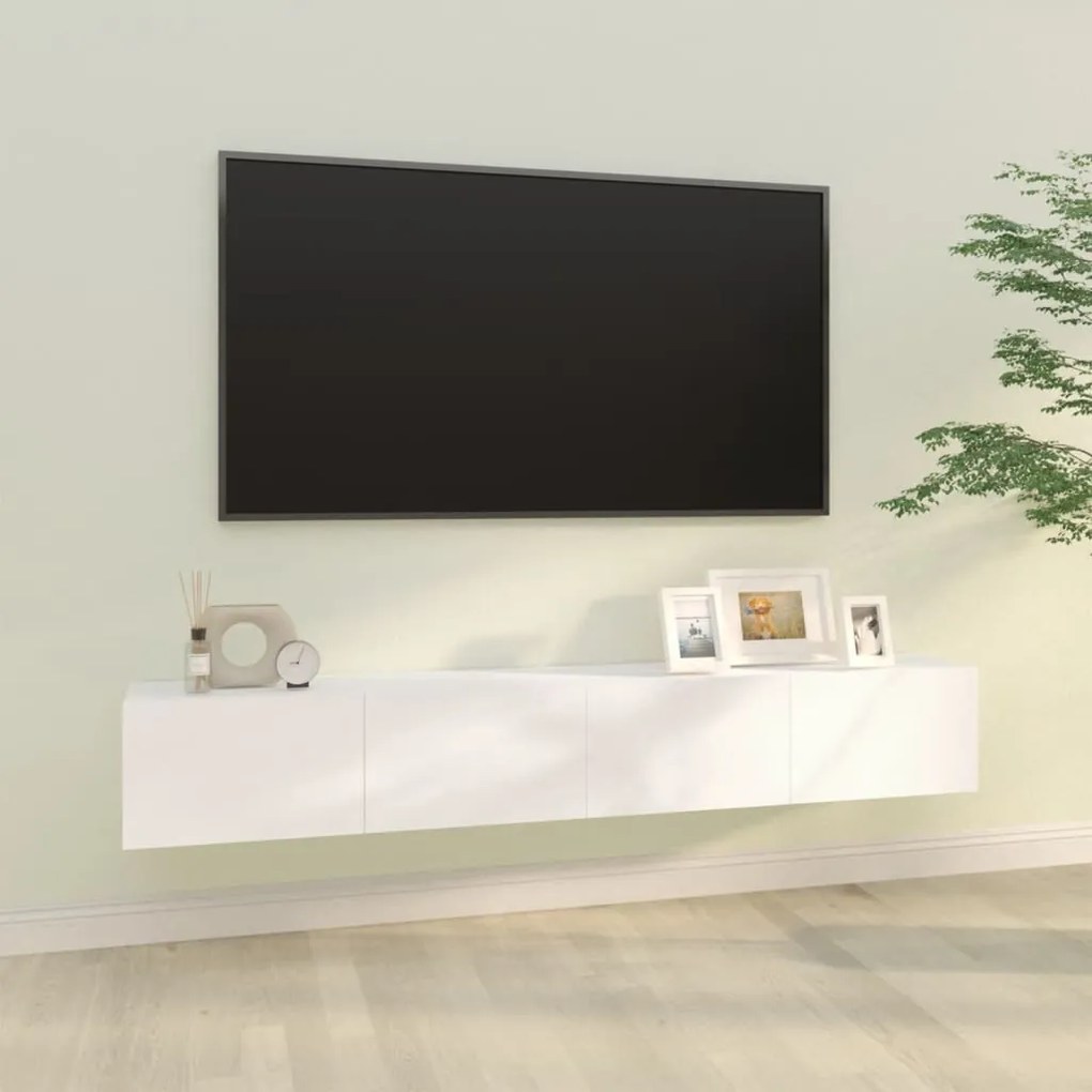 Armários TV parede 2pcs 100x30x30 cm derivados madeira branco