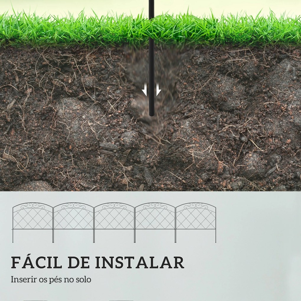 Cercas de Jardim 305x61 cm Conjunto de 5 Cercas Decorativas para Jardi