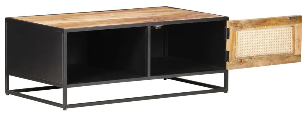 Mesa de centro 90x50x35 cm mangueira áspera e palhinha natural