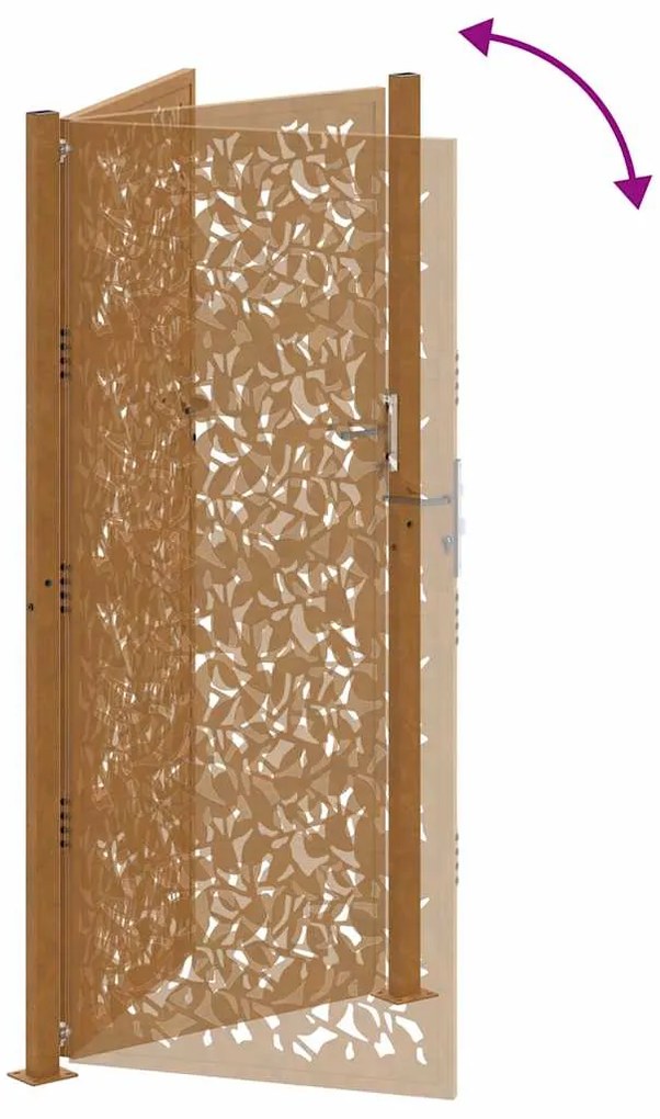 Portão de jardim 105x205 cm design de folha de aço resistente