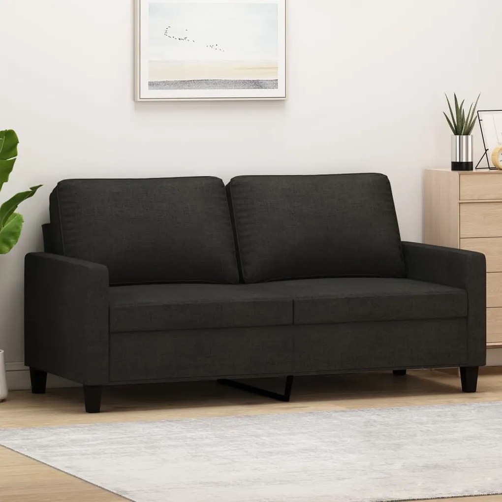 Sofá de 2 lugares tecido 140 cm preto