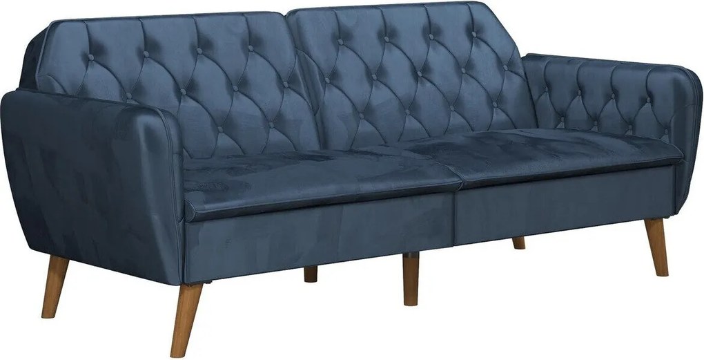 Sofá-cama Novogratz 106, Número de lugares: 3, Azul, 83x211x85cm, 47 kg, Pernas: Madeira